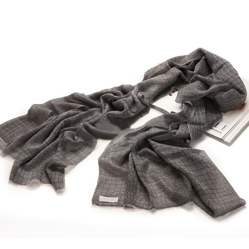 Pure Cashmere Scarves Gray Plaid Fashional Winter Scarf